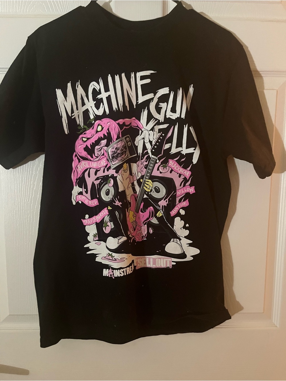 Machine Gun Kelly Graphic Tee - Black with Pink & White Design